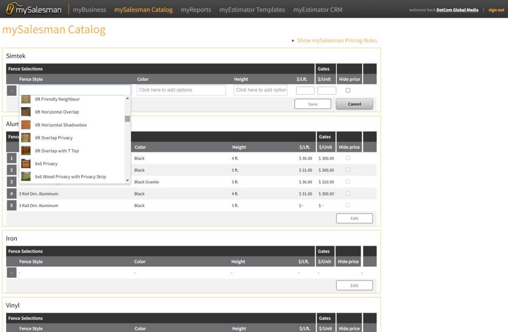 fencing estimate software that's easy to update and manage